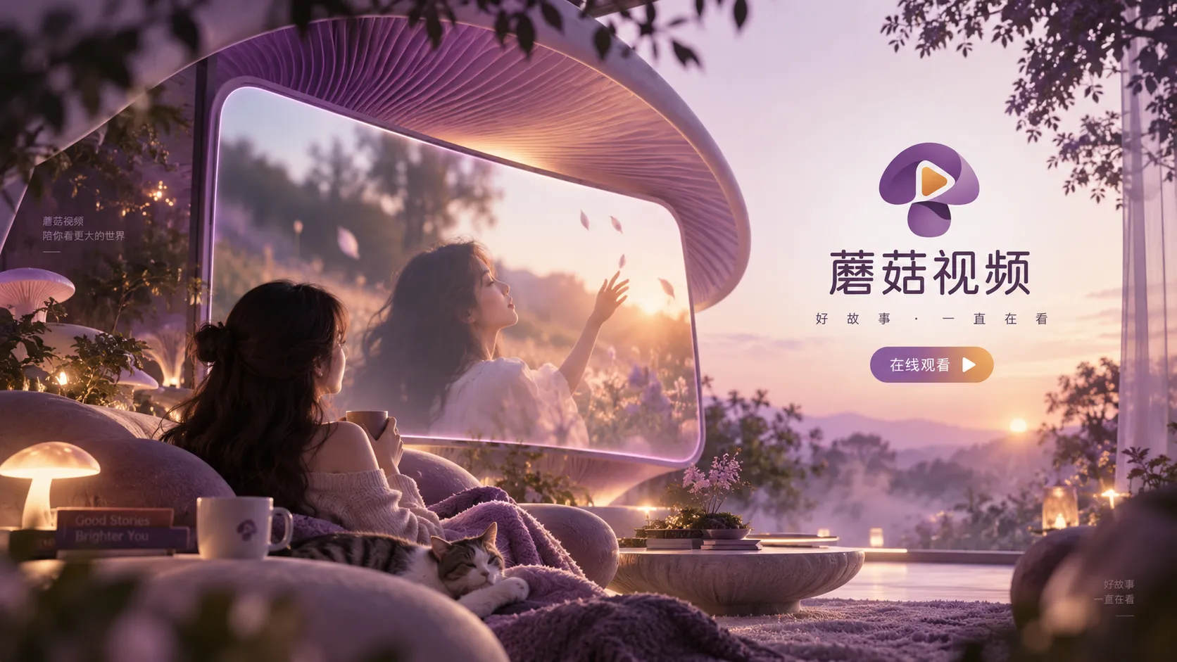 蘑菇视频内容发现与观看主题首页视觉